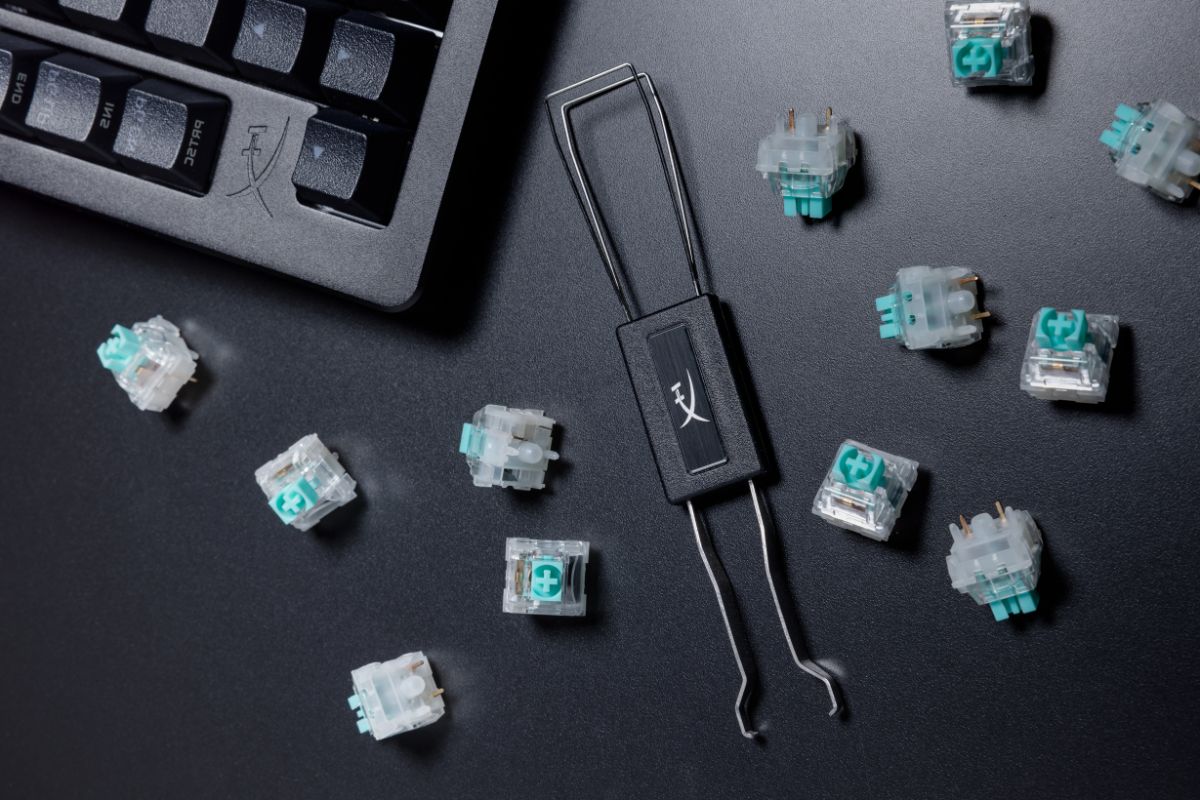 Alloy rise keyboard, aqua switches, and switch removal tool