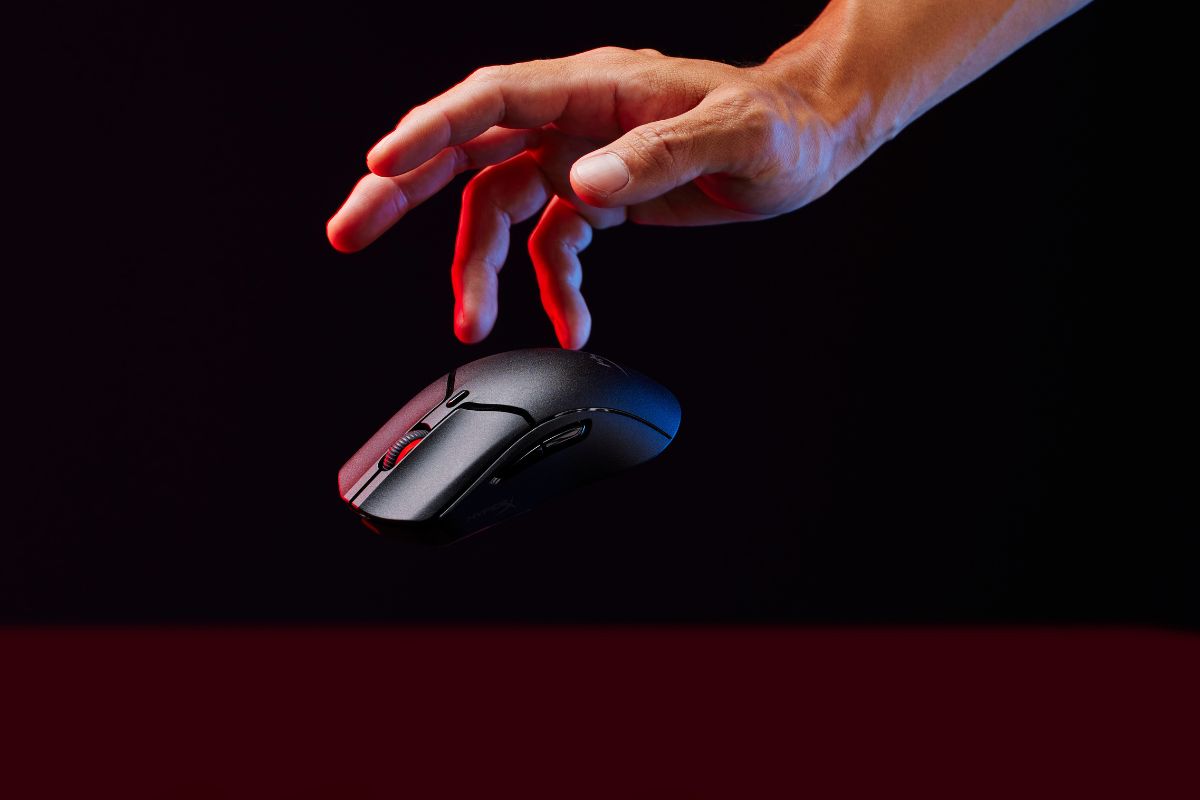 pulsefire haste gaming mouse stylized on black background