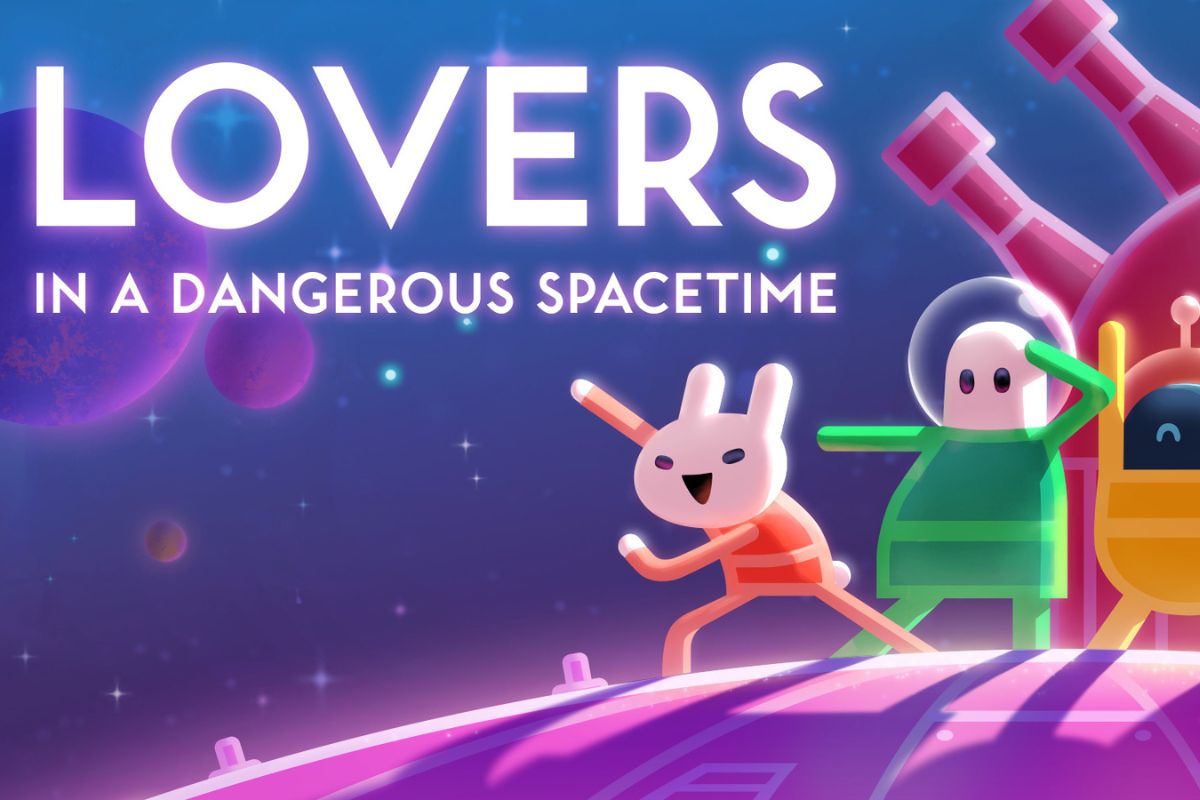 Lovers in a dangerous space time cover title with characters featured